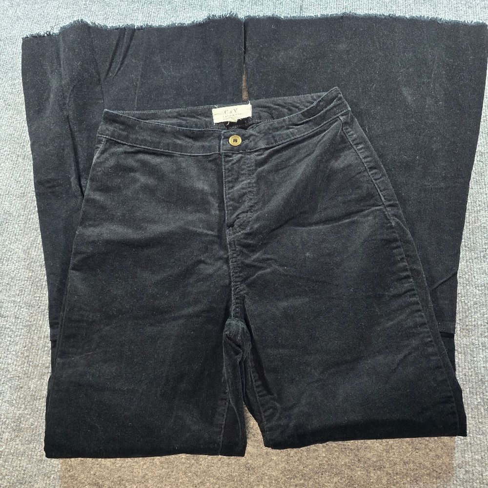Black Corduroy Flare Pants Womens 29 High Rise Boho Retro Jeans